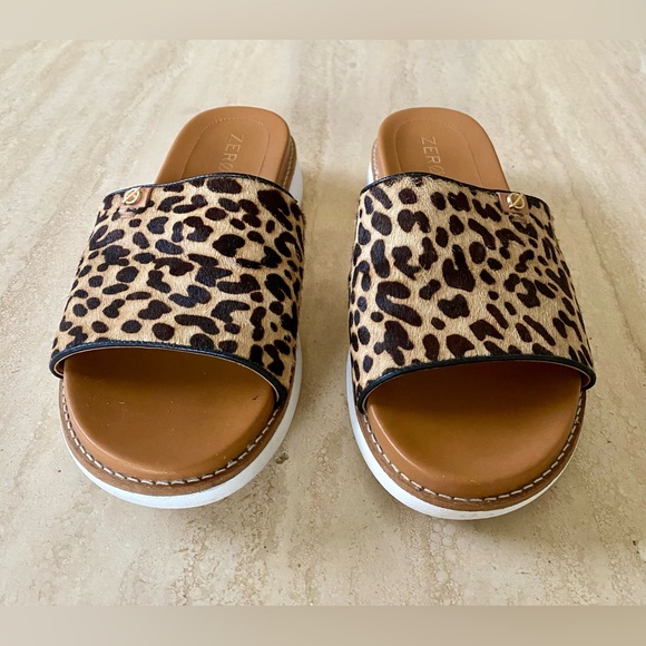 COLE HAAN ZERO GRAND Slip-On Sandal | Ocelot Leather Calf Hair | Size 6 - Picture 2 of 11